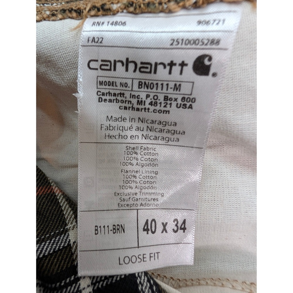 Carhartt‎ Loose Fit Washed Duck Flannel Lined Utility Work Pants 40x34 Brown NWT - Picture 11 of 13
